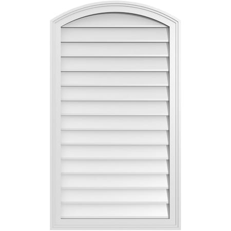 Ekena Millwork Arch Top Surface Mount PVC Gable Vent: Functional, w/ 2"W x 1-1/2"P Brickmould Frame, 24"W x 42"H GVPAR24X4202SF